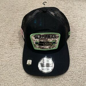 Seattle Seahawks New Era 2021 Salute To Service Trucker 9TWENTY Adjustable Hat